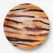 Oranje zwarte tijger dierenprint papieren bordje (Voorkant)