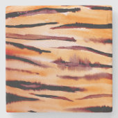 Oranje zwarte tijger dierenprint stenen onderzetter (Voorkant)