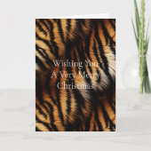 Oranje Zwarte Tijger Strepen Dier Kerstmis Kaart (Voorkant)