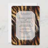 Oranje Zwarte Tijger Strepen Dierlijke Print Weddi Kaart (Voorkant)