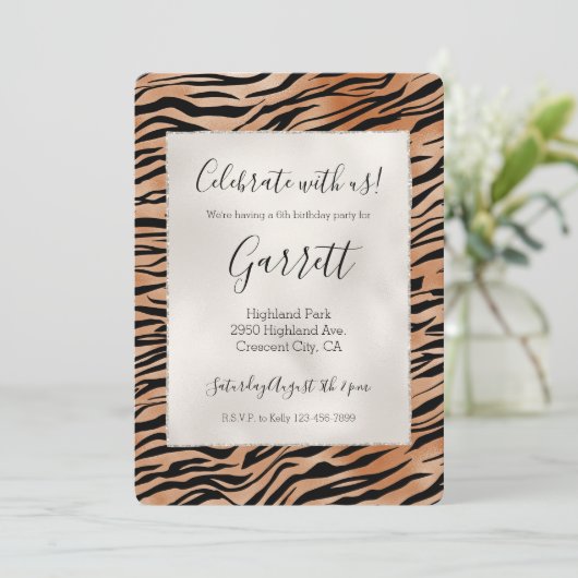 Oranje zwarte tijgerafdrukken kaart (Staand voorkant)