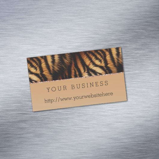Oranje zwarte tijgerafdrukken magnetisch visitekaartje (Voorbeeld)