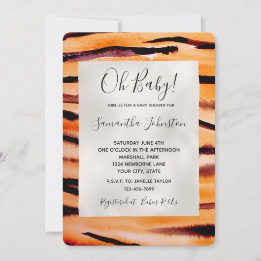 Oranje zwarte tijgerdier kaart (Voorkant)