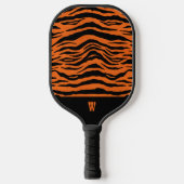 Oranje zwarte tijgerstrepen en monogram Initiaal Pickleball Paddle (Voorkant)
