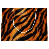 Oranje zwarte tijgerstrepen groot cadeauzakje (Voorkant)