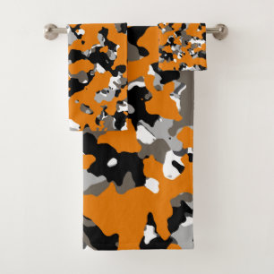 Oranje zwarte tinten Camouflage afdrukken Bad Handdoek