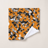 Oranje zwarte tinten Camouflage afdrukken Bad Handdoek (Wasdoekje)