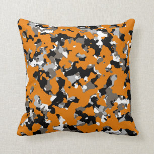 Oranje zwarte tinten Camouflage afdrukken Kussen