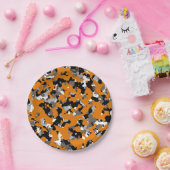 Oranje zwarte tinten Camouflage Papieren Bordje (Feest)