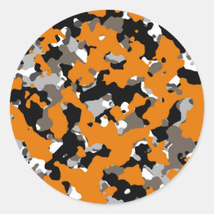 Oranje zwarte tinten Camouflage Ronde Sticker