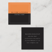 Oranje zwarte twee tonen met witte rand vierkante visitekaartje (Voorkant / Achterkant)