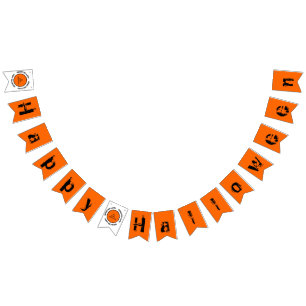 Oranje zwarte typografie eng Happy Halloween Vlaggetjes