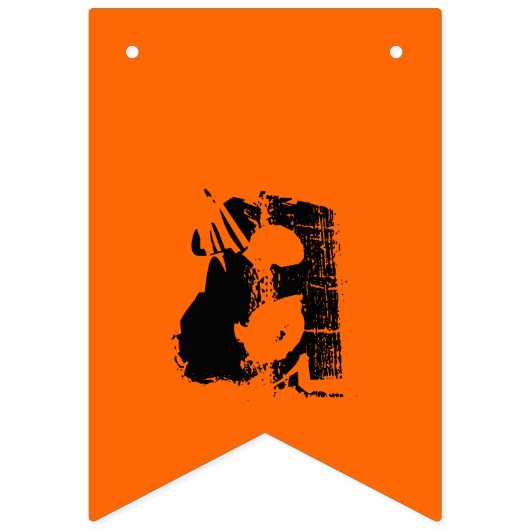 Oranje zwarte typografie eng Happy Halloween Vlaggetjes (Derde vlag)
