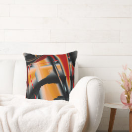 Oranje, zwarte verfvergroting kussen