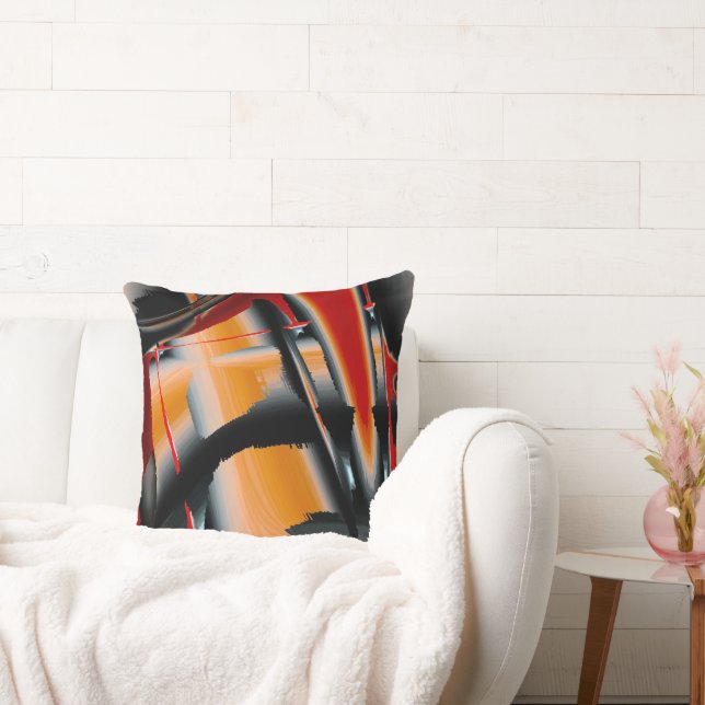 Oranje, zwarte verfvergroting kussen (Bank)
