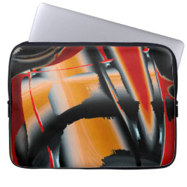 Oranje, zwarte verfvergroting laptop sleeve