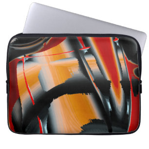 Oranje, zwarte verfvergroting laptop sleeve