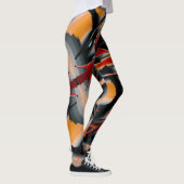 Oranje, zwarte verfvergroting leggings (Rechts)