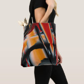 Oranje, zwarte verfvergroting tote bag (Dichtbij)