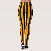Oranje zwarte verticale brede streep leggings (Achterkant)