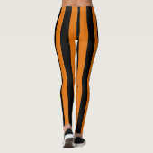 Oranje zwarte verticale streep Halloween kostuum Leggings (Achterkant)