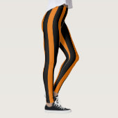 Oranje zwarte verticale streep Halloween kostuum Leggings (Rechts)
