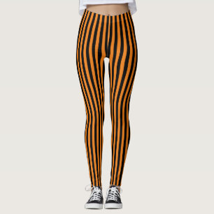 Oranje zwarte verticale streep-halloween leggings