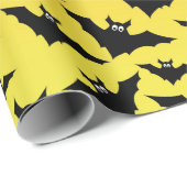 Oranje zwarte vleermuizen Halloween patroon Cadeaupapier (Rol Hoek)