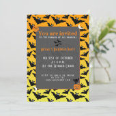 Oranje zwarte vleermuizen Halloween patroon Kaart (Staand voorkant)