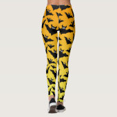 Oranje zwarte vleermuizen Halloween patroon Leggings (Achterkant)