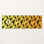 Oranje zwarte vleermuizen Halloween Patroon Monogr Yogamat (Voorkant (horizontaal))