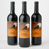 Oranje zwarte vleermuizen volmondige Moon Hallowee Wijn Etiket (Flessen)