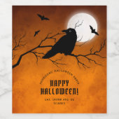 Oranje zwarte vleermuizen volmondige Moon Hallowee Wijn Etiket (Enkel label)