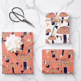 Oranje zwarte vlieger Agaric paddenstoel Fungi Her Inpakpapier Vel