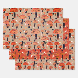 Oranje zwarte vlieger Agaric paddenstoel Fungi Her Inpakpapier Vel