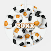 oranje zwarte voetballen sport keepsake metalen ornament (Achterkant)