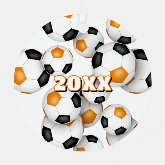 oranje zwarte voetballen sport keepsake metalen ornament (Achterkant)