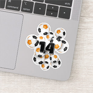 oranje zwarte voetbalstickers met shirt nummer sticker