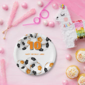 oranje zwarte voetbalteam kleurt verjaardagsfeestj papieren bordje (Feest)