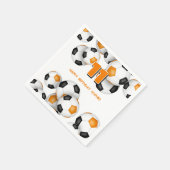 oranje zwarte voetbalteam kleurt verjaardagsfeestj servet (Hoek)