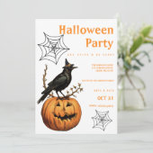 Oranje zwarte vogeljack lantaarn Halloween Party Kaart (Staand voorkant)