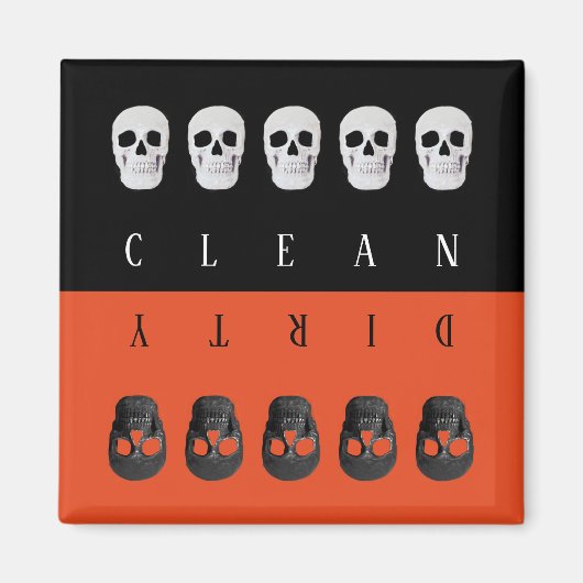 Oranje zwarte vuilniswasmachine magneet (Voorkant)