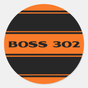 Oranje zwarte wegstrepen Boss 302 motorsticker Ronde Sticker
