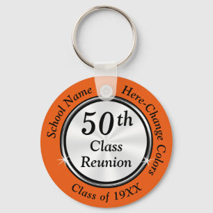 Oranje, zwarte, witte, 50e klas Reunion Favors Sleutelhanger