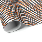 Oranje zwarte witte moiré Stripes - Trippy Abstrac Cadeaupapier (Rol Hoek)