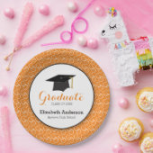Oranje Zwirls Gepersonaliseerd Afstuderen Papieren Bordje (Feest)