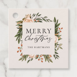  oranjebloem met kerstnaam bedankjes labels