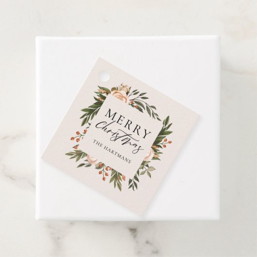  oranjebloem met kerstnaam bedankjes labels (In situ)