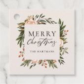  oranjebloem met kerstnaam bedankjes labels (Voorkant)