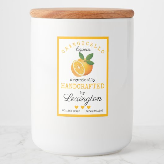 OranjeCello Label voor kleine flessen | Voedselcontainer Etiket (Voorkant)